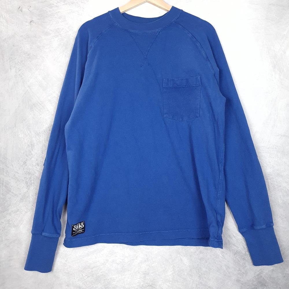 Stock Tank Supply Shirt Mens Large Blue Heavyweight Work Shirt Crew Pocket USA